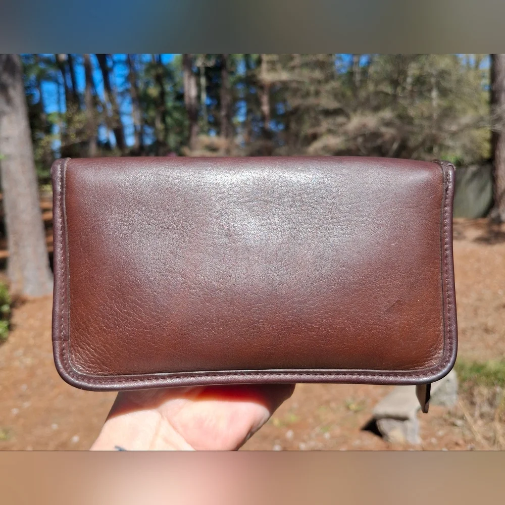 Vintage 90's Coach Brown Glove Tanned Leather Turnlock Case Clutch Pouch #7171 - Picture 4 of 12